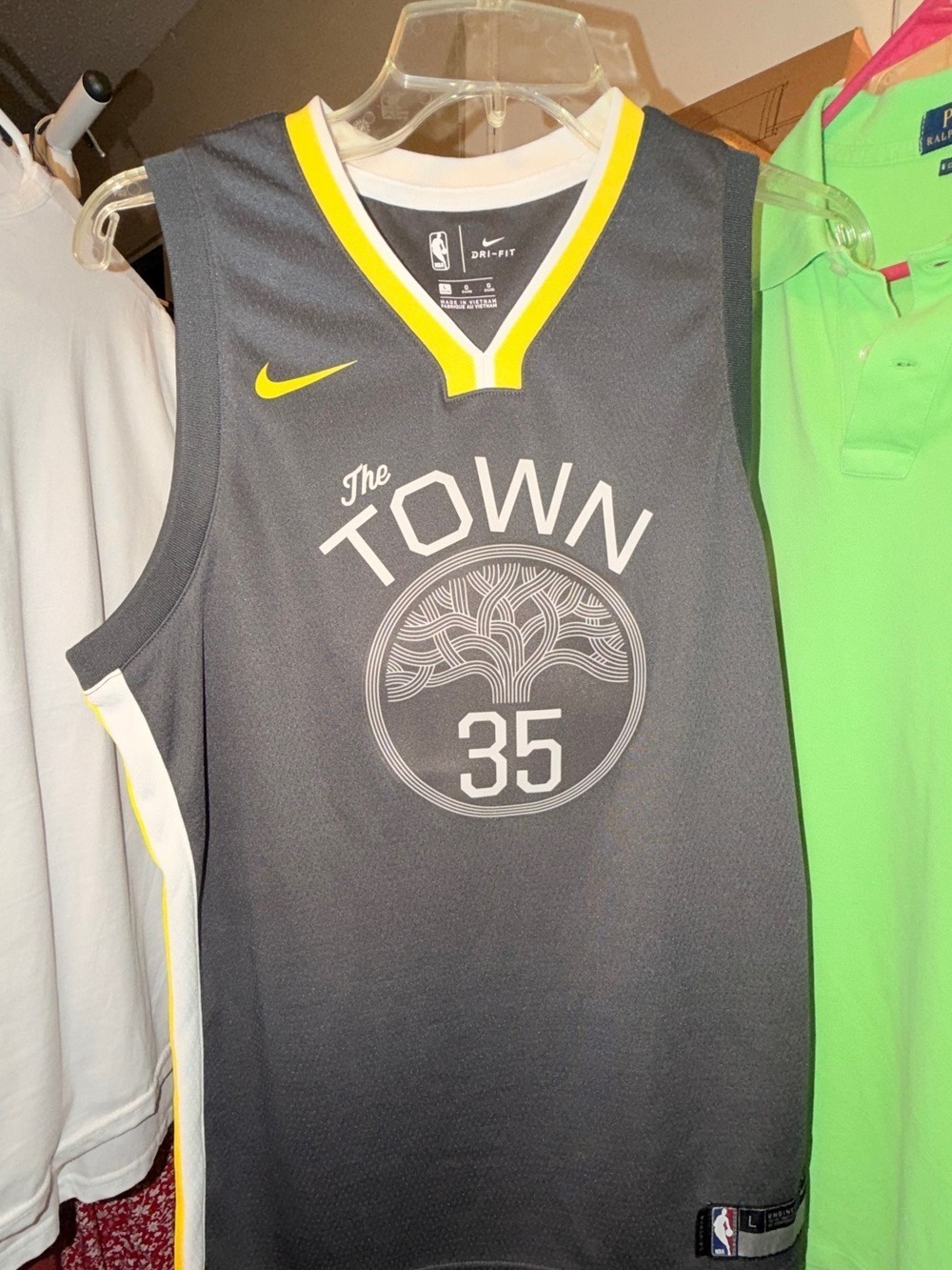 Nike Durant Basketball Jersey in Green, Gray and Yellow